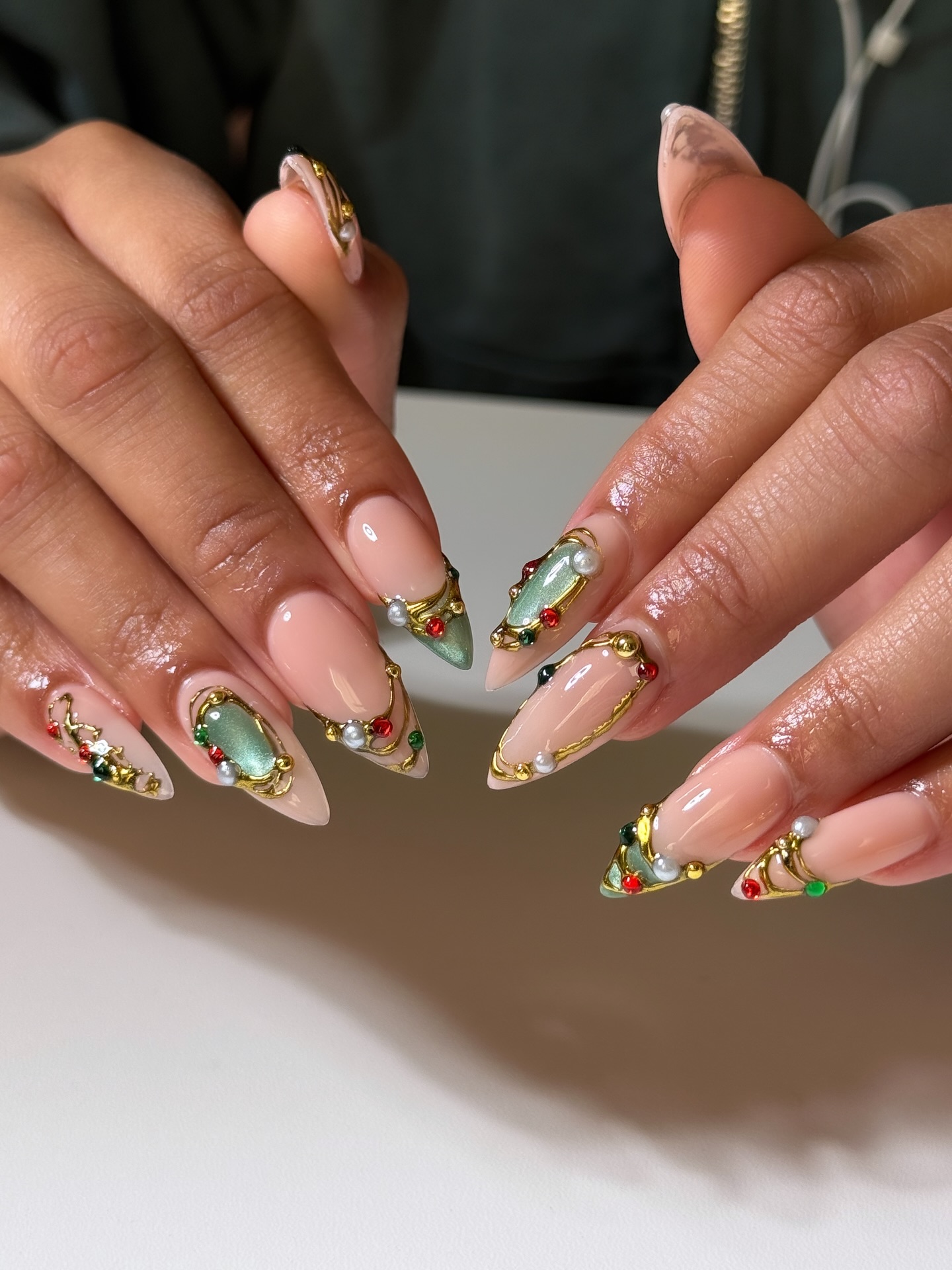 Rubber Base Nails with Christmas Tree Details