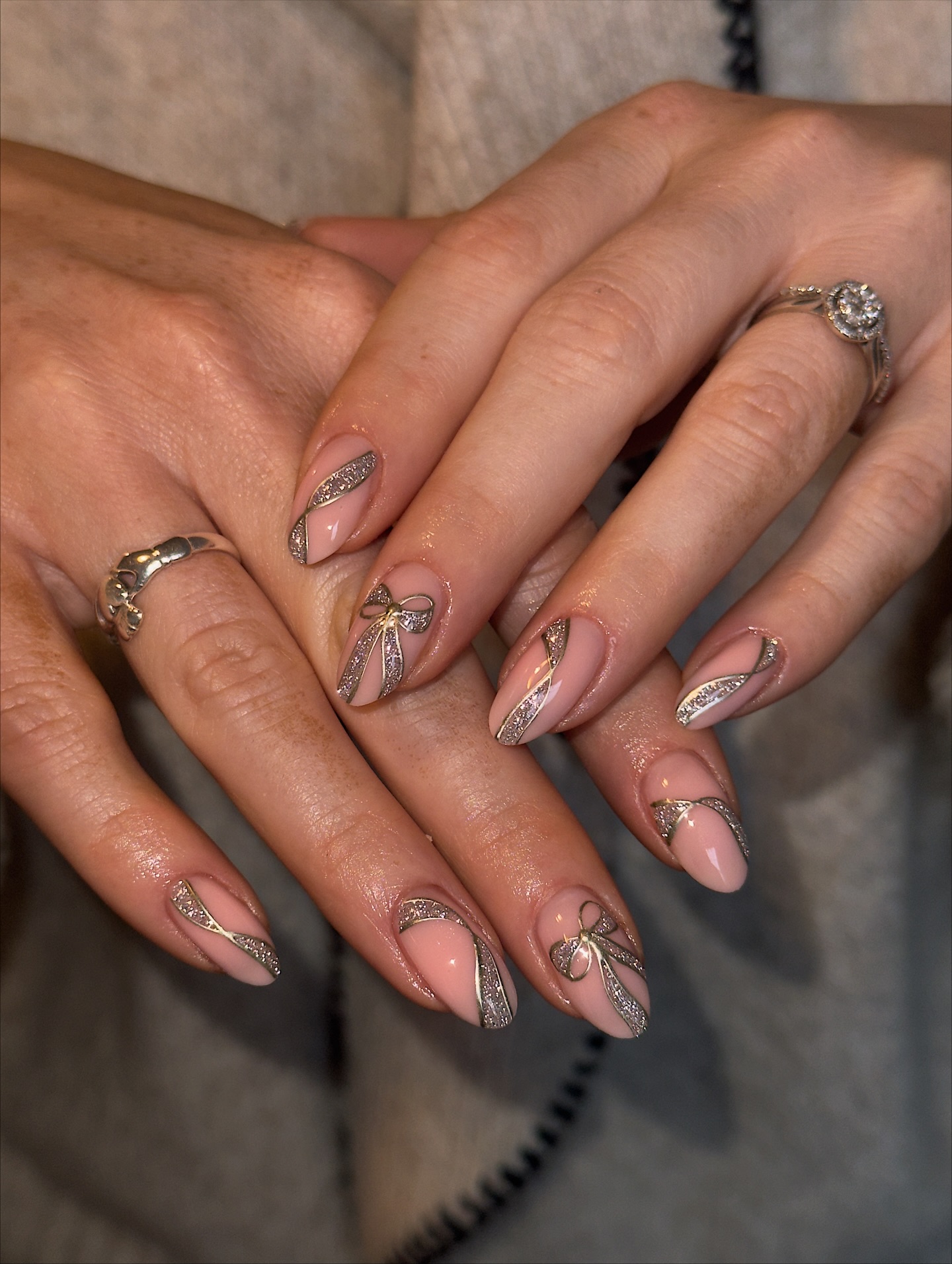 Silver Chrome Bow Nails