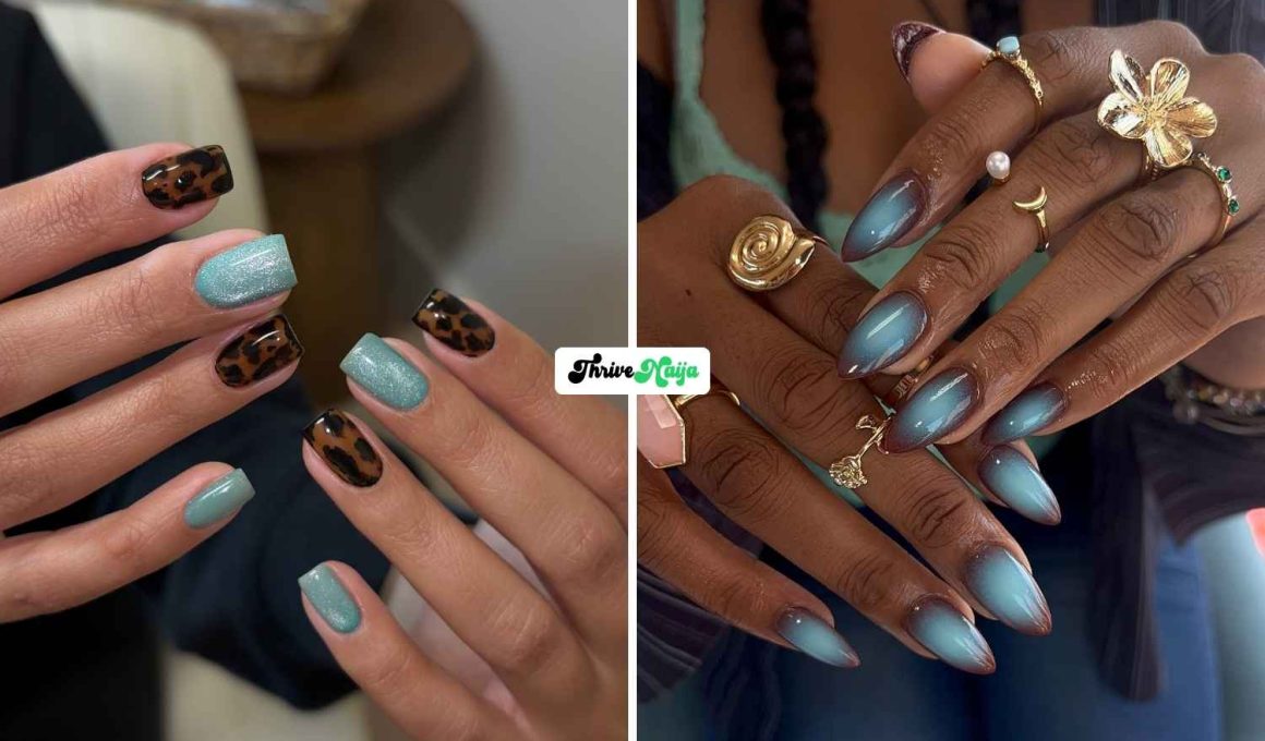 Teal Fall Nails
