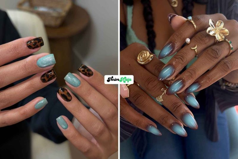 Teal Fall Nails