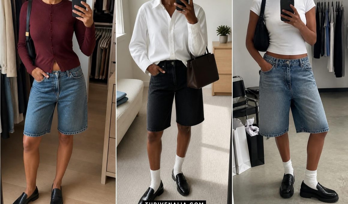 Trendy Jorts With Loafers Outfits for a Preppy-Cool Finish