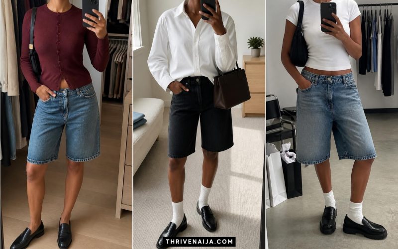 Trendy Jorts With Loafers Outfits for a Preppy-Cool Finish