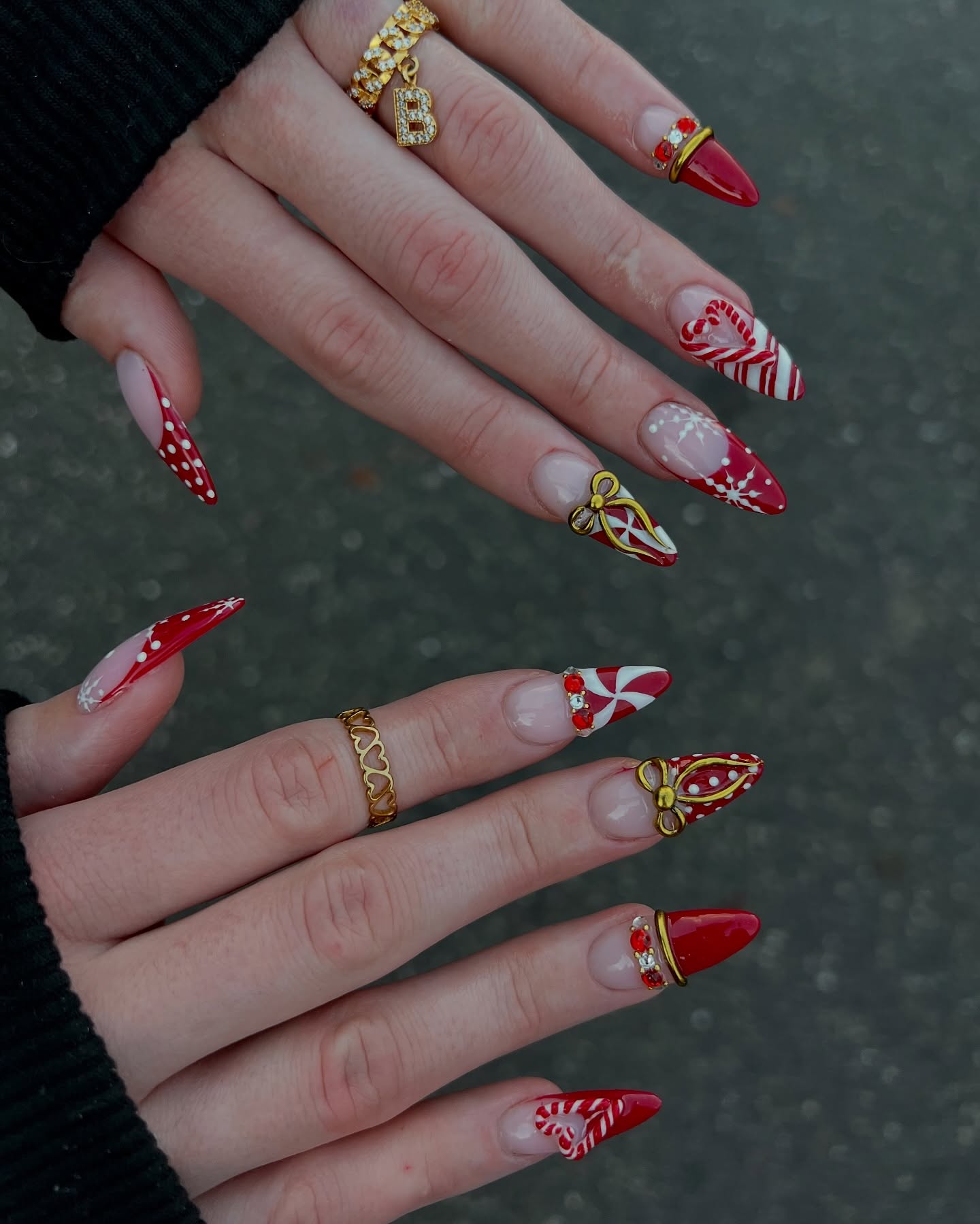 Winter Glam Red Nails
