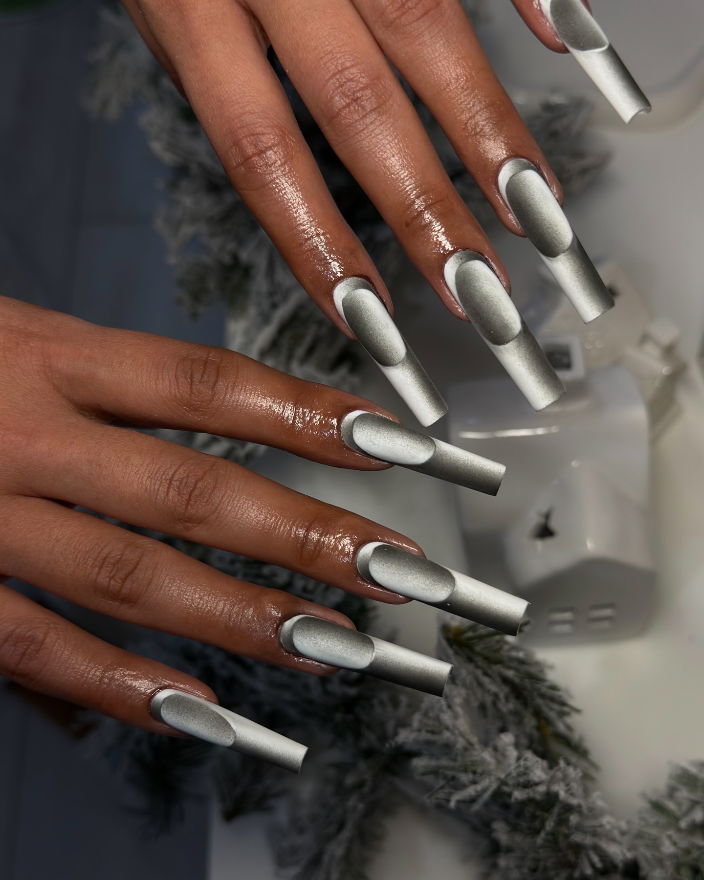 Winter Mirage Chrome Nails