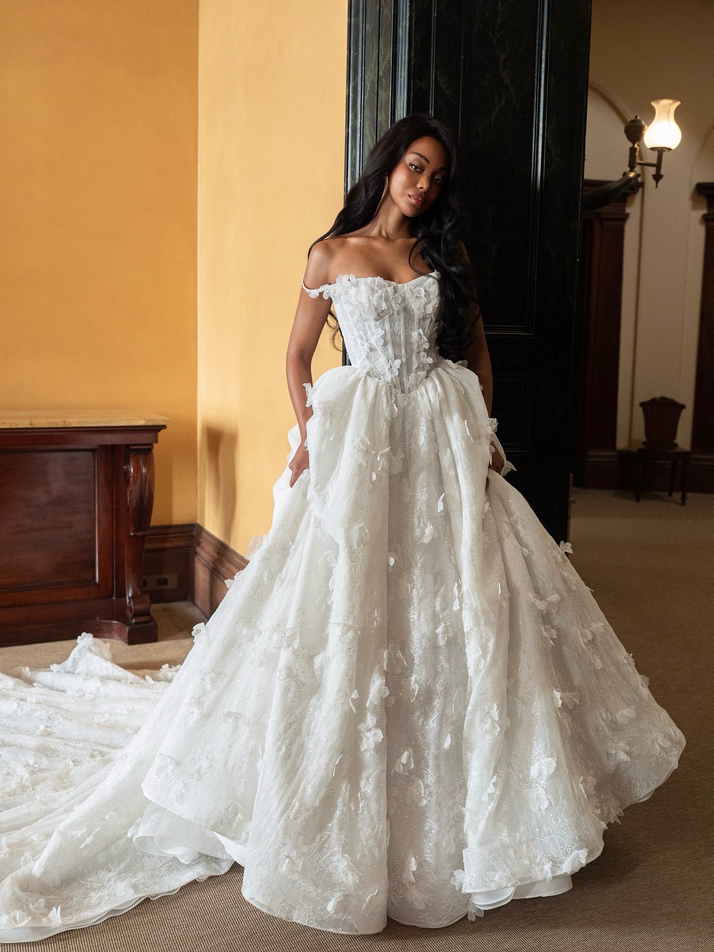 Ball Gown with Floral Appliqués Bloom
