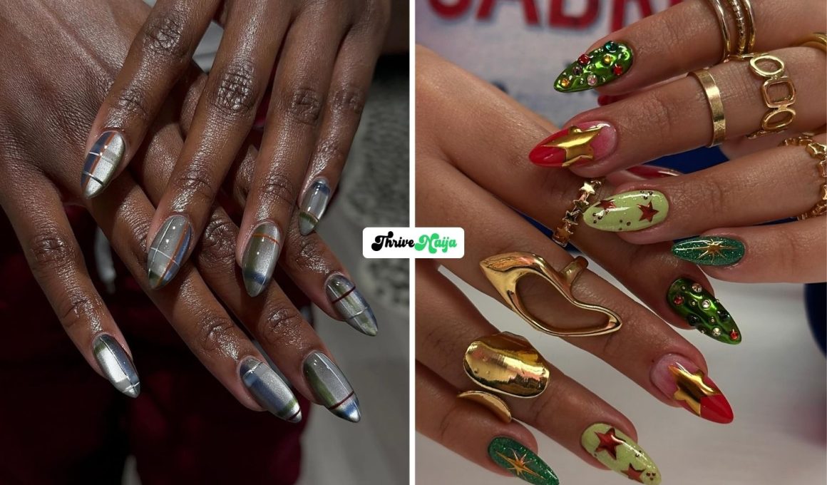 Christmas Cat-Eye Nail Ideas With Magnetic Sparkle