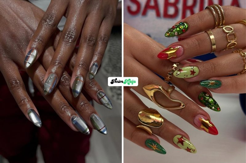 Christmas Cat-Eye Nail Ideas With Magnetic Sparkle