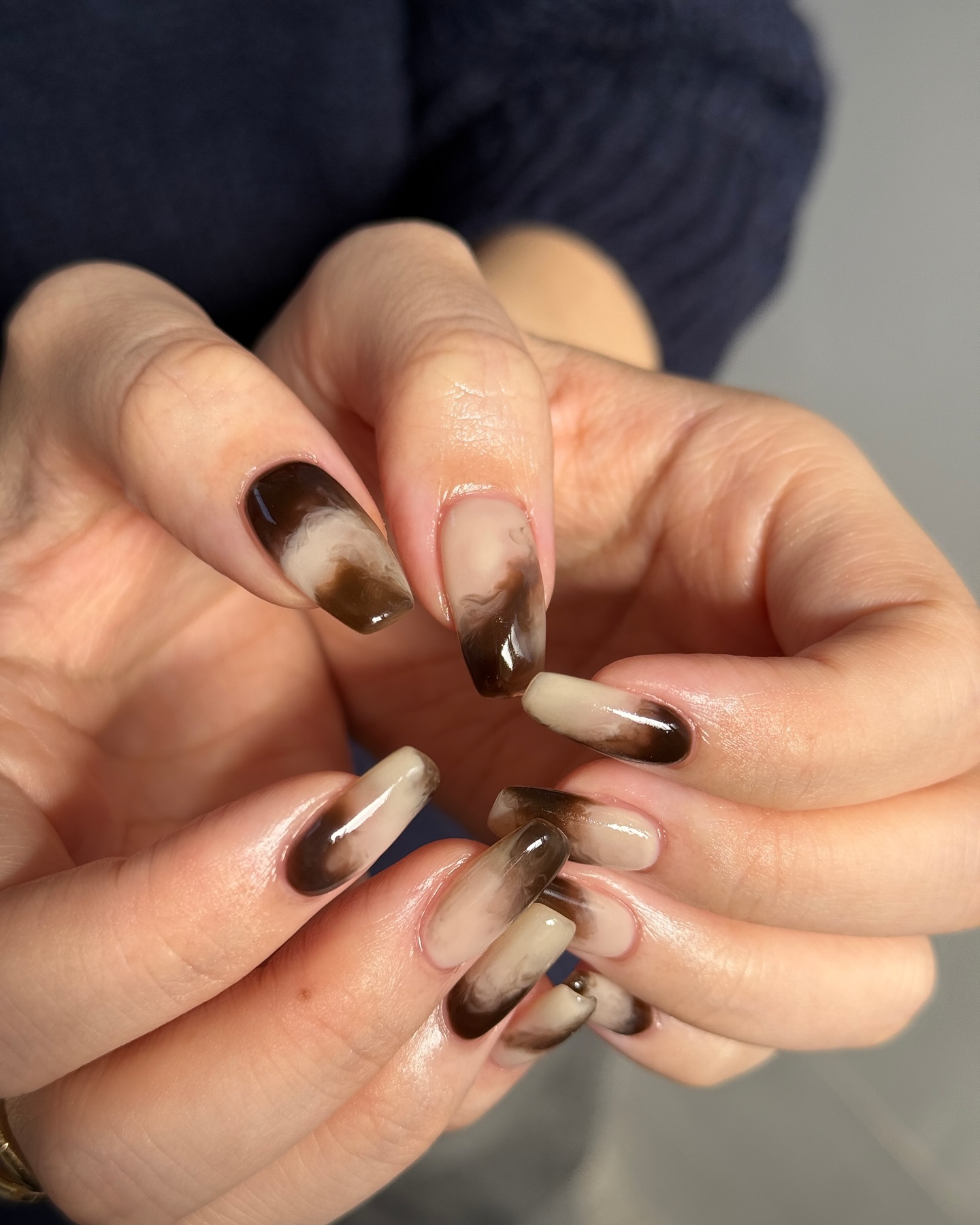 Creamy Cafe Latte Nails Design