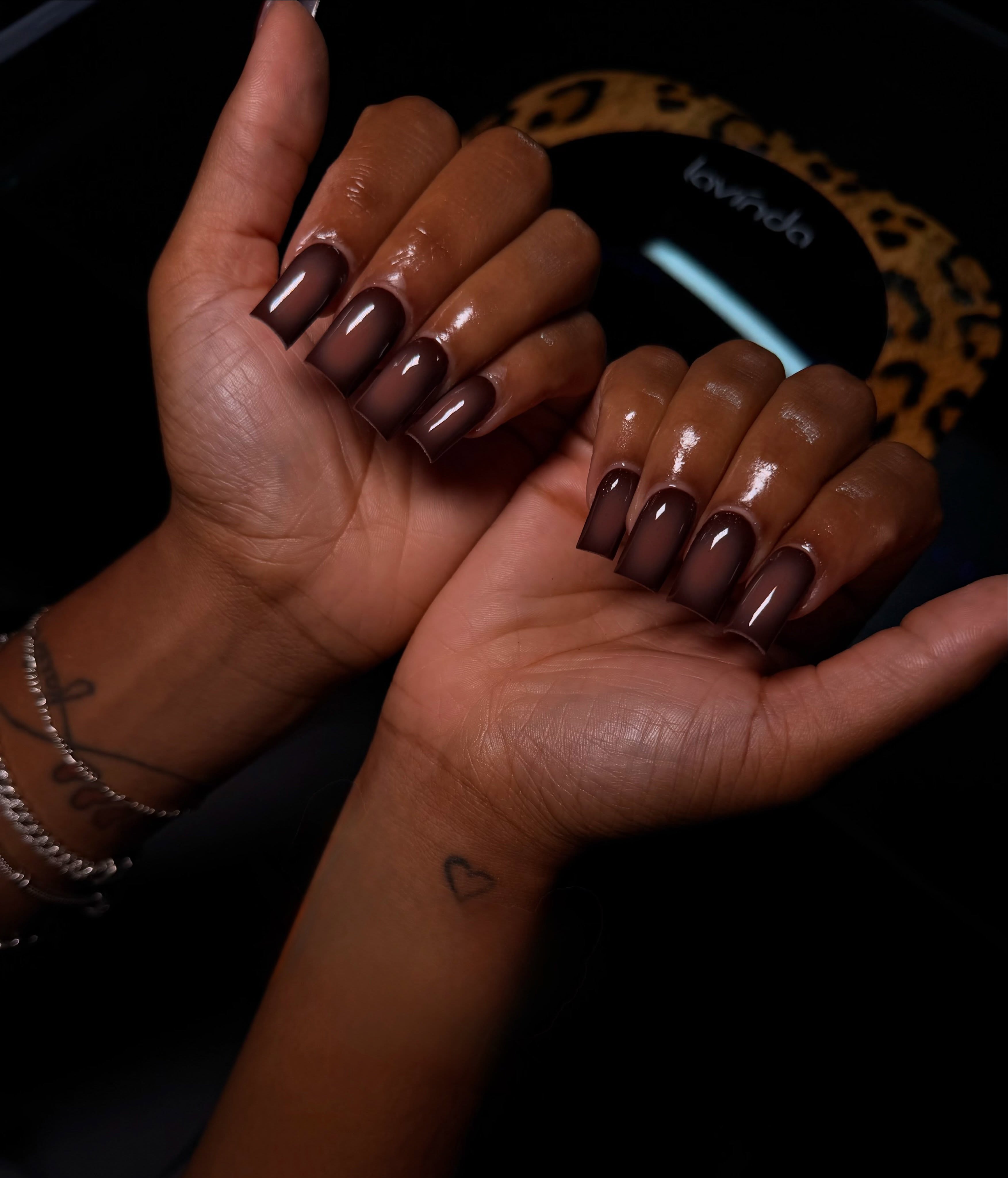 Hot Coffee Chrome Nails