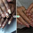 Iced Latte Nails With Soft Cream and Brown Swirls