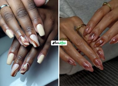 Iced Latte Nails With Soft Cream and Brown Swirls