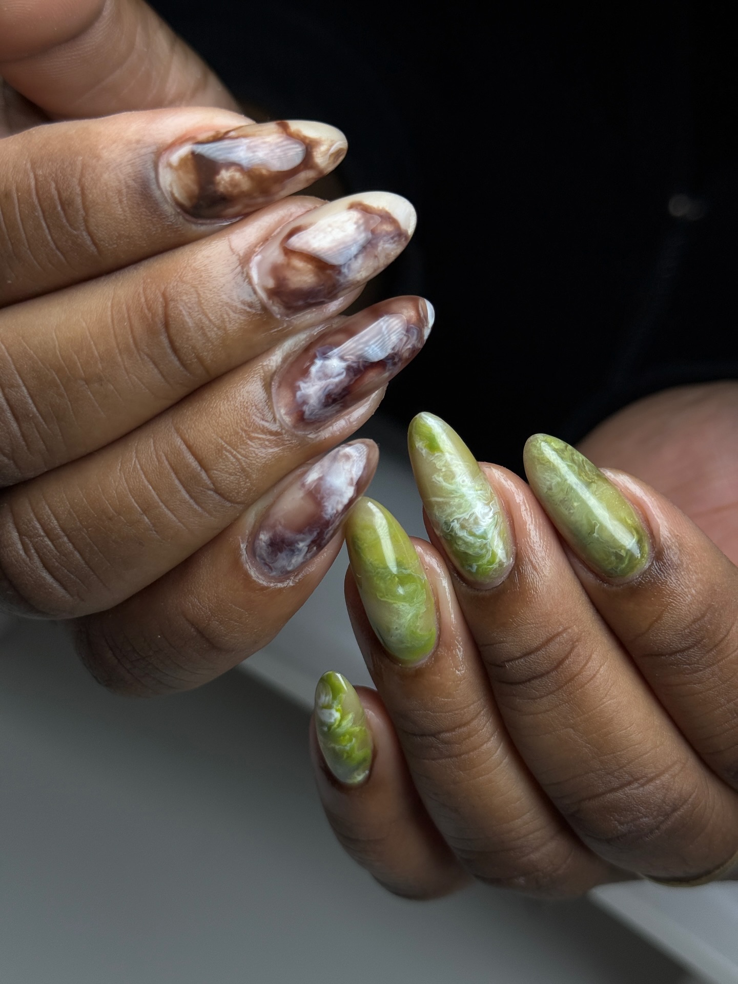 Iced Latte and Matcha Mixed Nails
