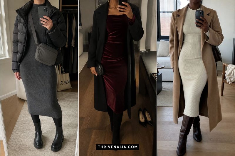 Winter Dress Outfits With Boots and Cozy Layers