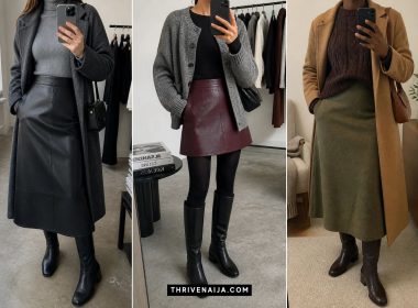 Winter Skirt Outfits With Sweaters and Boots